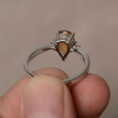 Pear Shaped Citrine Promise Rings - Palmary
