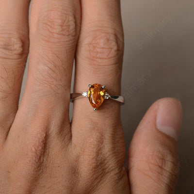 Pear Shaped Citrine Promise Rings - Palmary