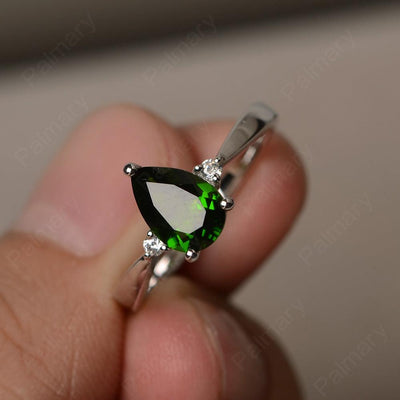Pear Shaped Diopside Promise Rings - Palmary