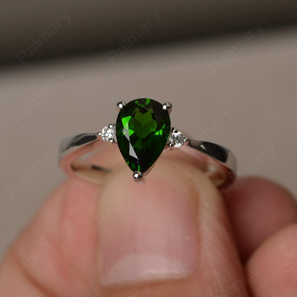 Pear Shaped Diopside Promise Rings - Palmary