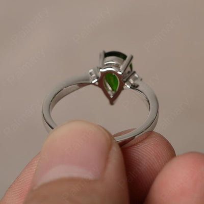 Pear Shaped Diopside Promise Rings - Palmary