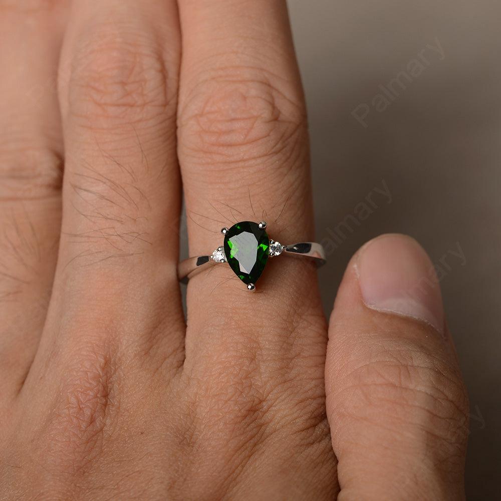 Pear Shaped Diopside Promise Rings - Palmary