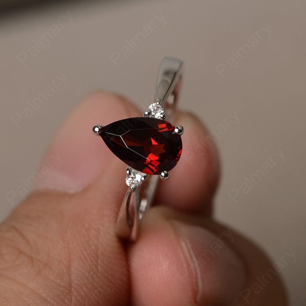 Pear Shaped Garnet Promise Rings - Palmary