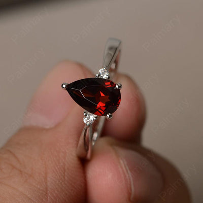 Pear Shaped Garnet Promise Rings - Palmary