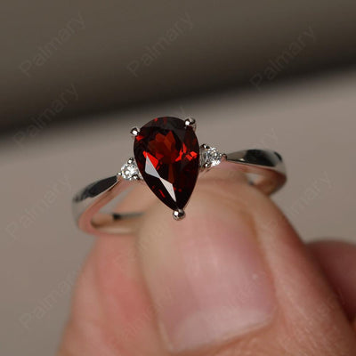 Pear Shaped Garnet Promise Rings - Palmary