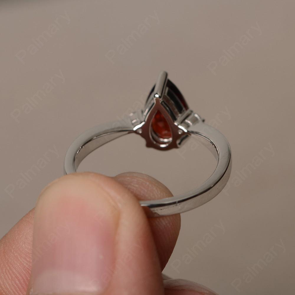 Pear Shaped Garnet Promise Rings - Palmary