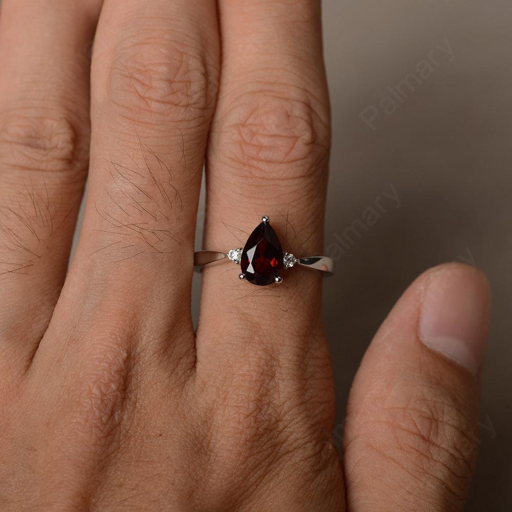 Pear Shaped Garnet Promise Rings - Palmary