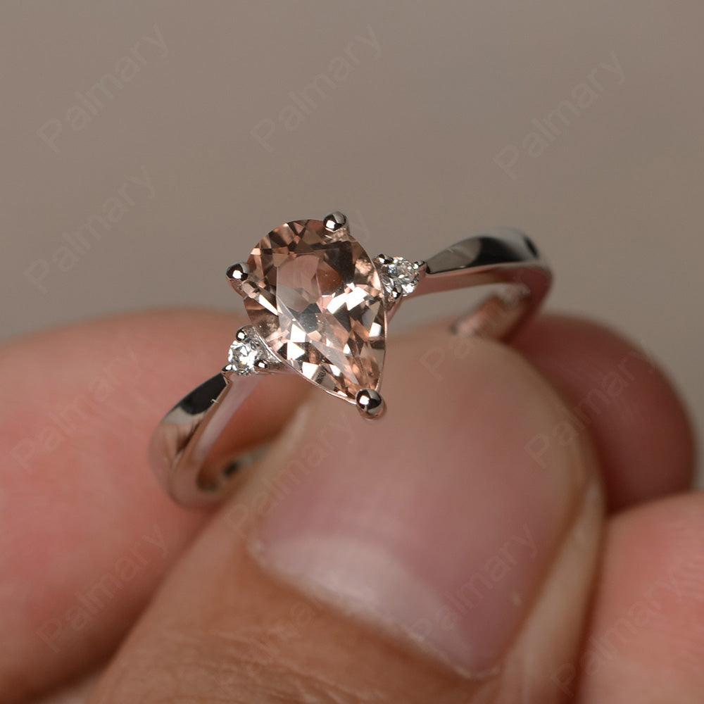 Pear Shaped Morganite Promise Rings - Palmary
