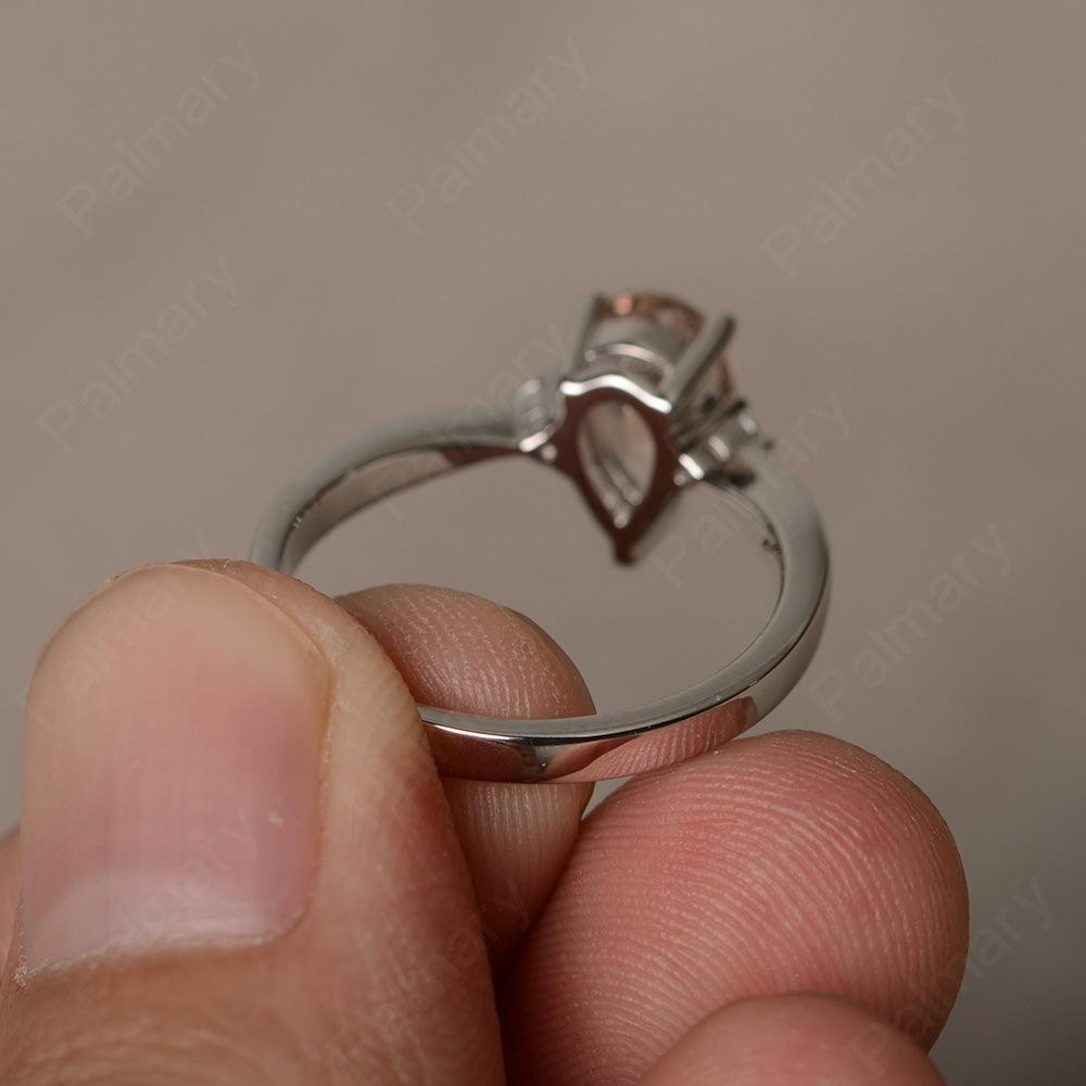 Pear Shaped Morganite Promise Rings - Palmary