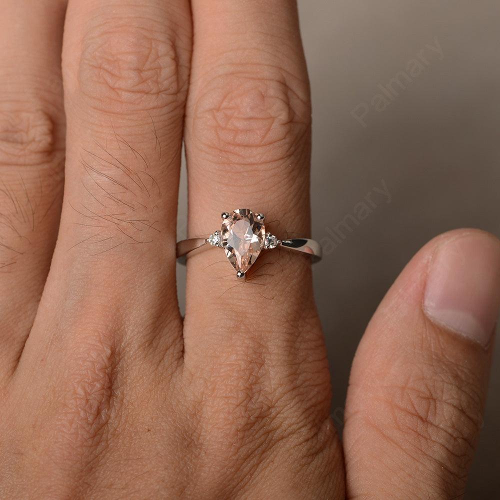 Pear Shaped Morganite Promise Rings - Palmary