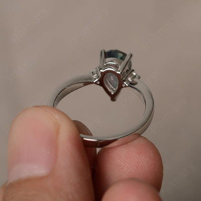 Pear Shaped Mystic Topaz Promise Rings - Palmary