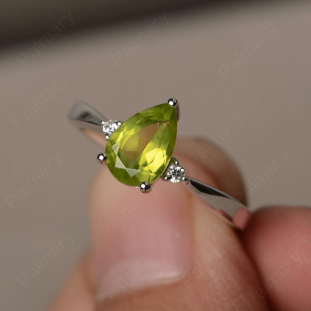 Pear Shaped Peridot Promise Rings - Palmary