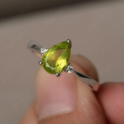 Pear Shaped Peridot Promise Rings - Palmary