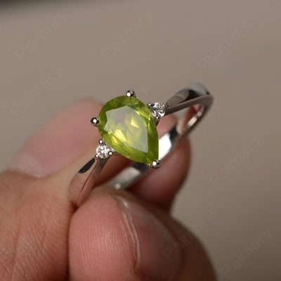 Pear Shaped Peridot Promise Rings - Palmary