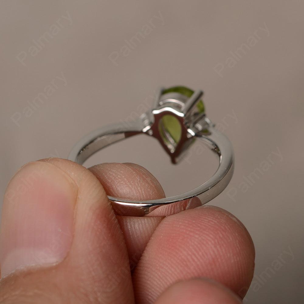 Pear Shaped Peridot Promise Rings - Palmary