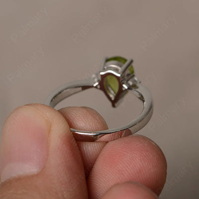 Pear Shaped Peridot Promise Rings - Palmary