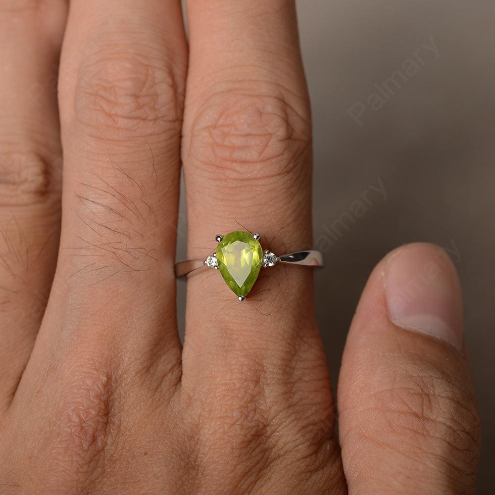 Pear Shaped Peridot Promise Rings - Palmary