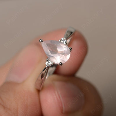Pear Shaped Rose Quartz Promise Rings - Palmary