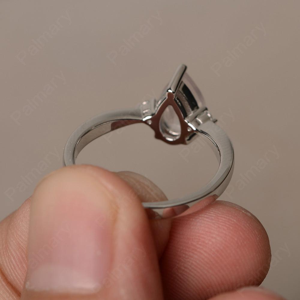 Pear Shaped Rose Quartz Promise Rings - Palmary