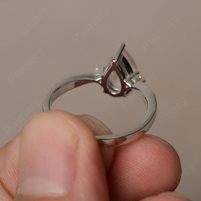 Pear Shaped Rose Quartz Promise Rings - Palmary