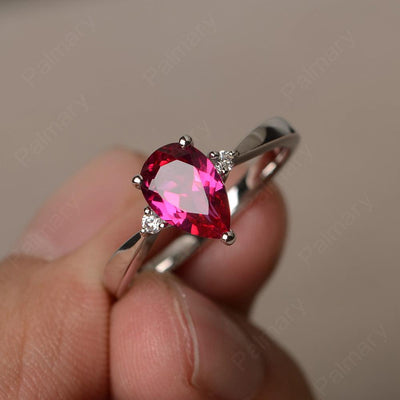Pear Shaped Ruby Promise Rings - Palmary