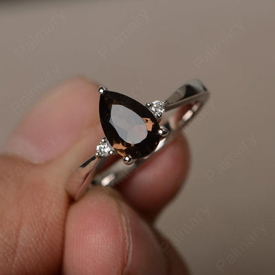 Pear Shaped Smoky Quartz  Promise Rings - Palmary