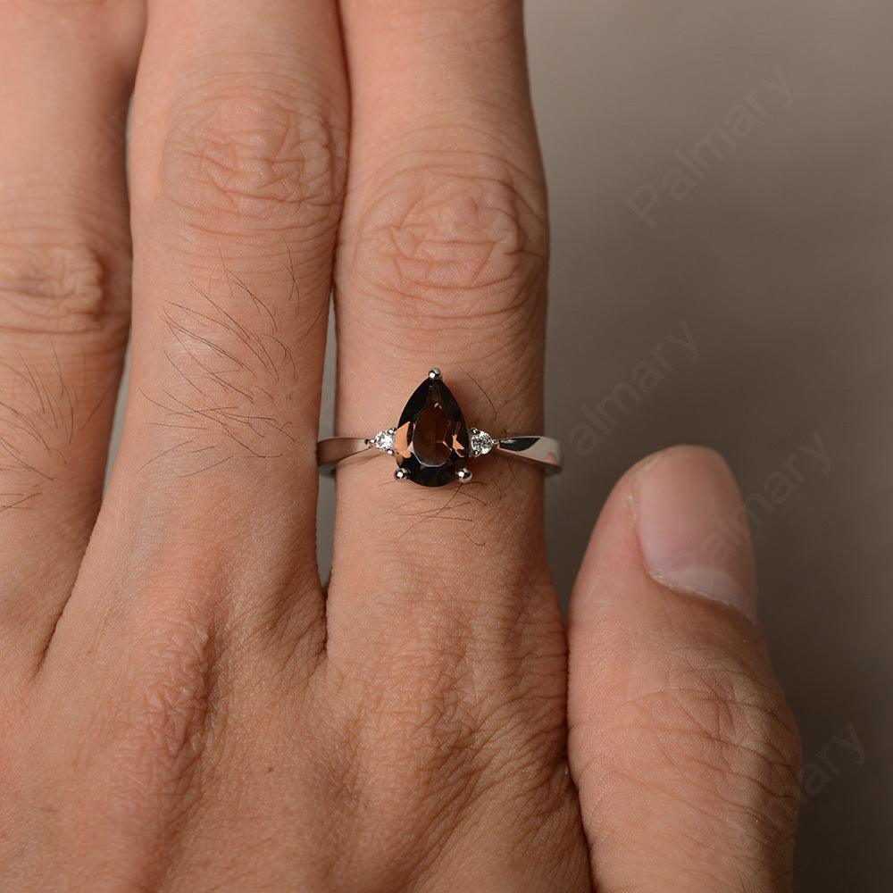 Pear Shaped Smoky Quartz  Promise Rings - Palmary