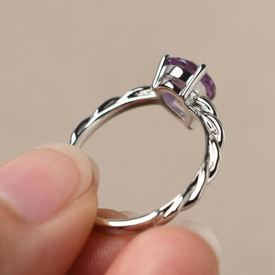 Twist Pear Shaped Amethyst Solitaire Ring - Palmary