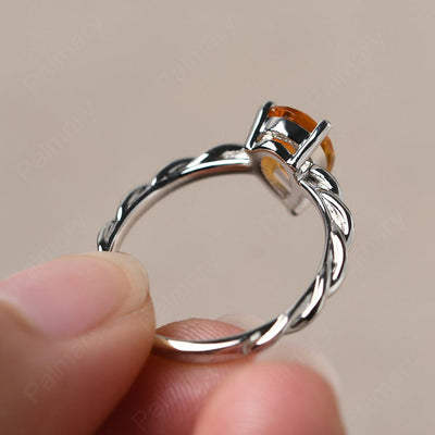 Twist Pear Shaped Citrine Solitaire Ring - Palmary