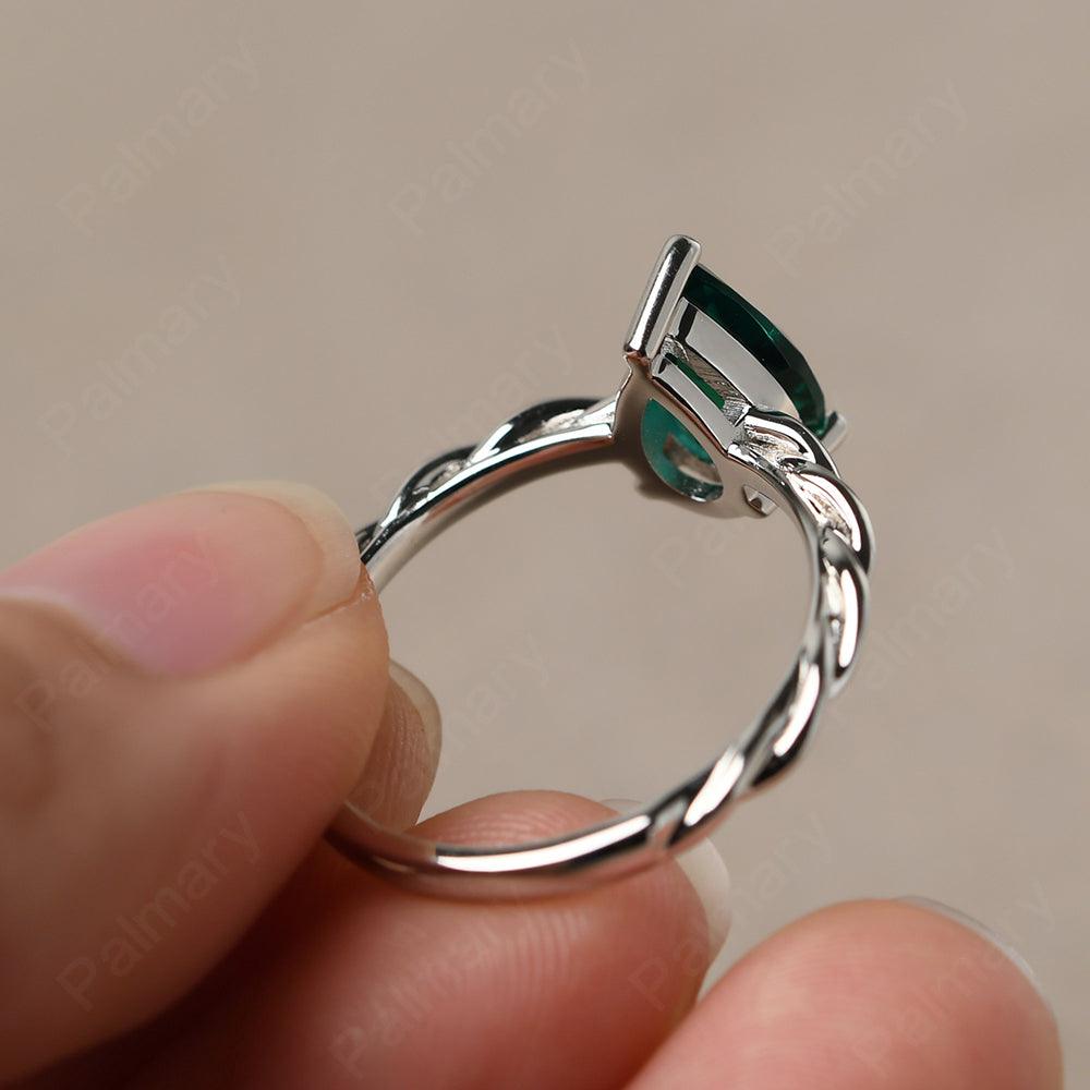 Twist Pear Shaped Emerald Solitaire Ring - Palmary