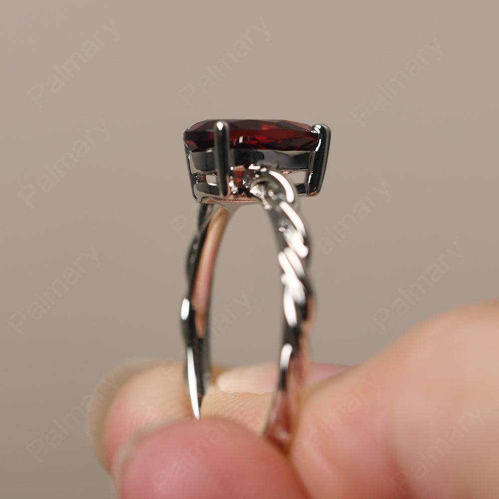 Twist Pear Shaped Garnet Solitaire Ring - Palmary