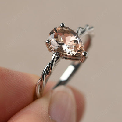 Twist Pear Shaped Morganite Solitaire Ring - Palmary