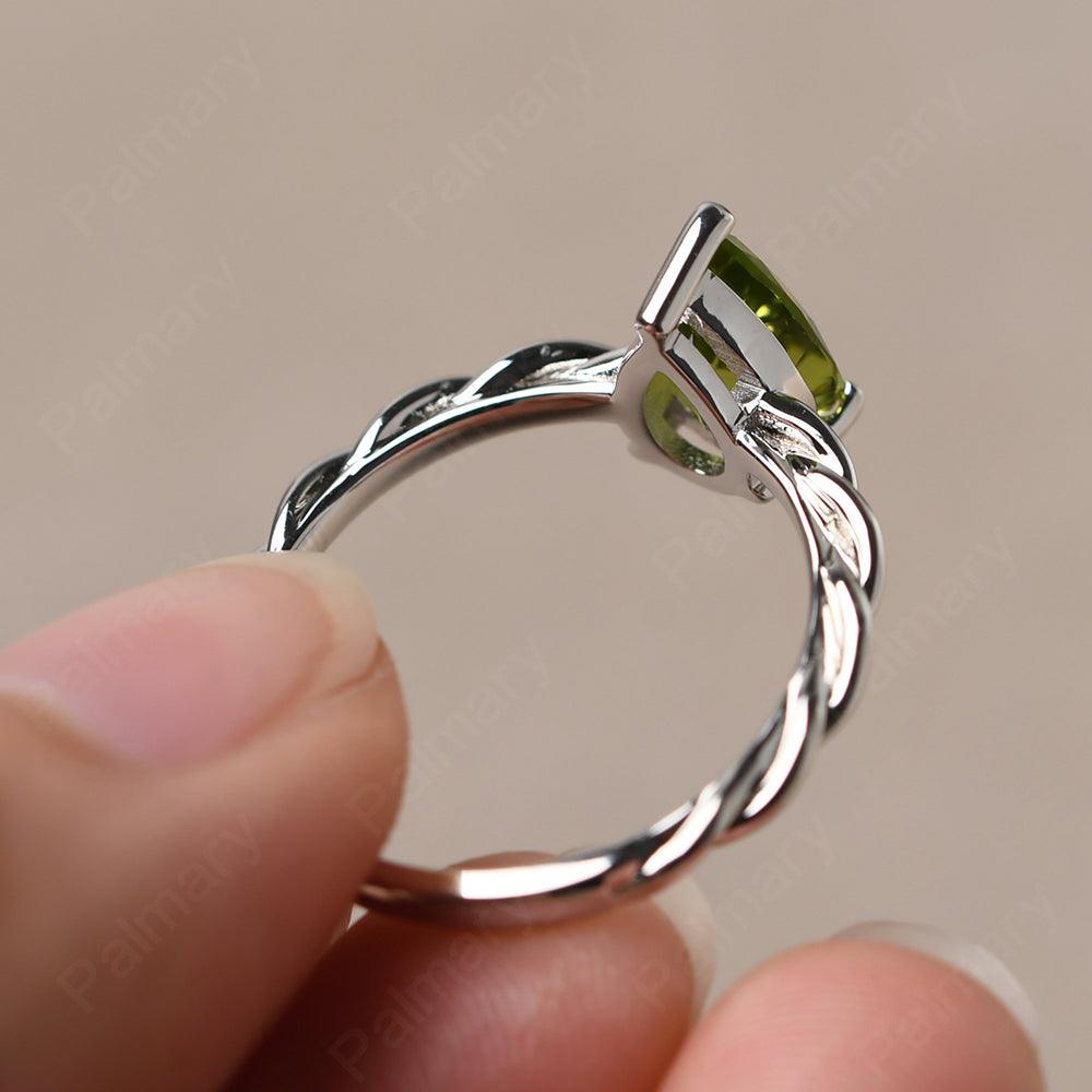 Twist Pear Shaped Peridot Solitaire Ring - Palmary