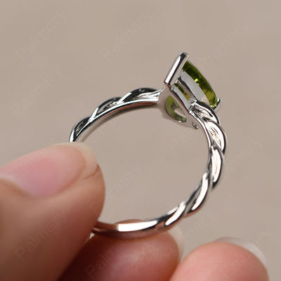 Twist Pear Shaped Peridot Solitaire Ring - Palmary