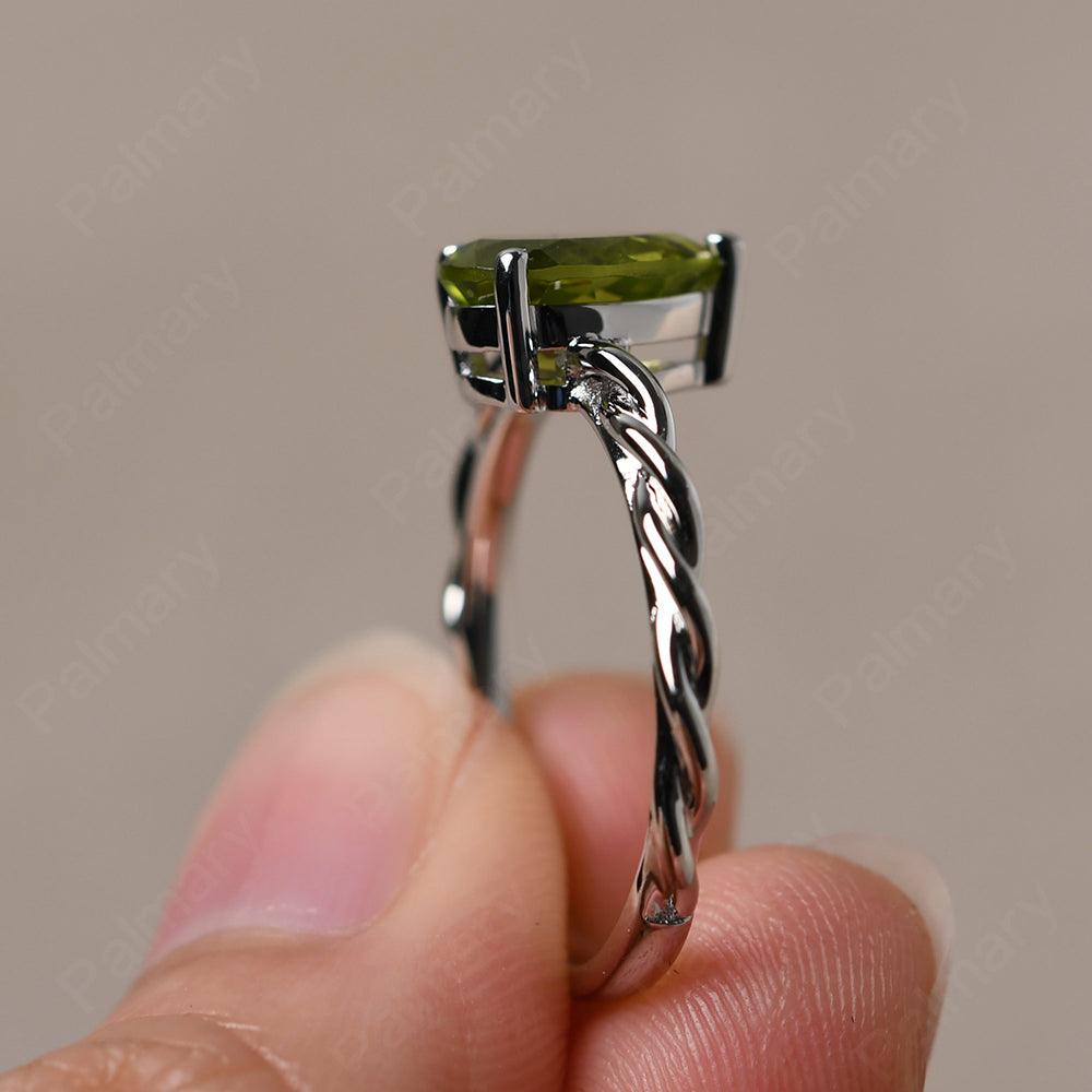 Twist Pear Shaped Peridot Solitaire Ring - Palmary