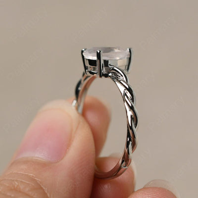 Twist Pear Shaped Rose Quartz Solitaire Ring - Palmary