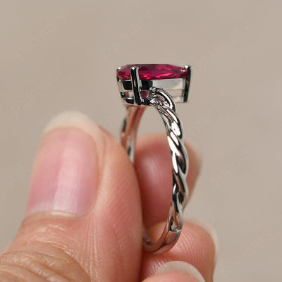 Twist Pear Shaped Ruby Solitaire Ring - Palmary