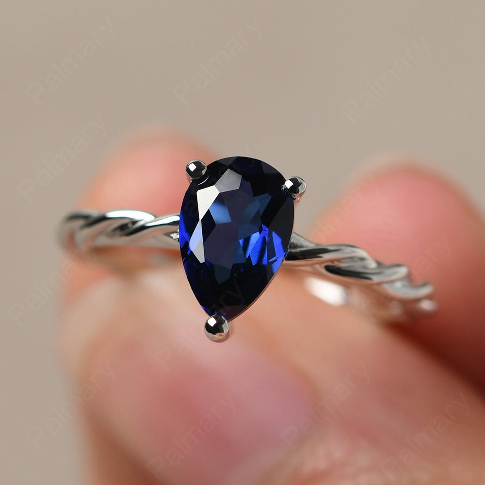 Twist Pear Shaped Sapphire Solitaire Ring - Palmary