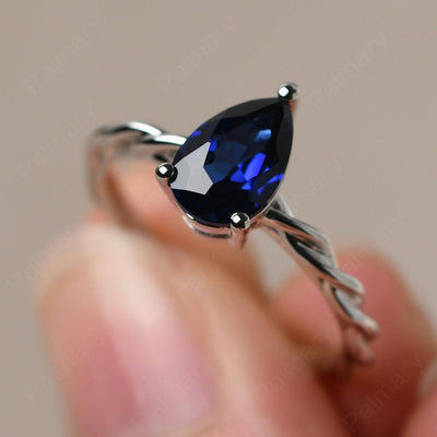 Twist Pear Shaped Sapphire Solitaire Ring - Palmary