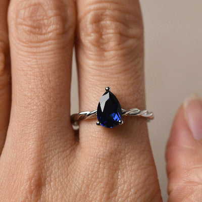 Twist Pear Shaped Sapphire Solitaire Ring - Palmary