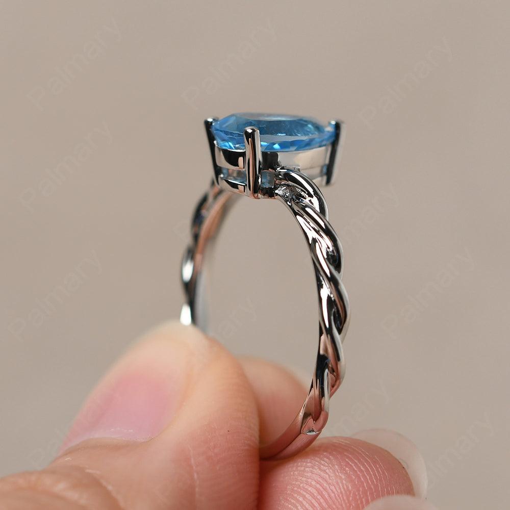 Twist Pear Shaped Swiss Blue Topaz Solitaire Ring - Palmary