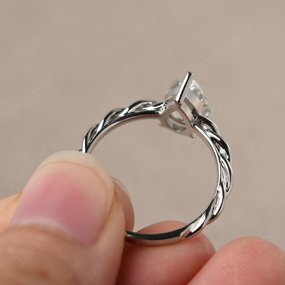 Twist Pear Shaped White Topaz Solitaire Ring - Palmary