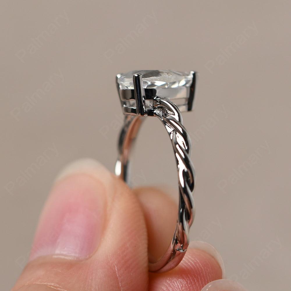 Twist Pear Shaped White Topaz Solitaire Ring - Palmary