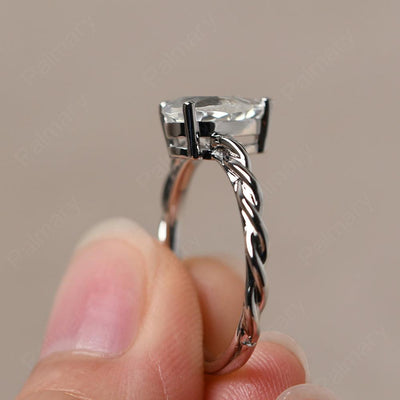 Twist Pear Shaped White Topaz Solitaire Ring - Palmary