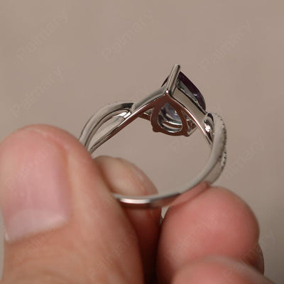 Twisted Band Pear Shaped Alexandrite Rings - Palmary