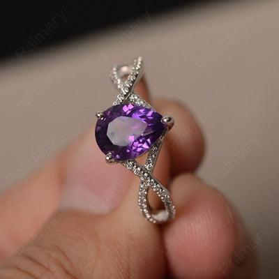 Twisted Band Pear Shaped Amethyst Rings - Palmary