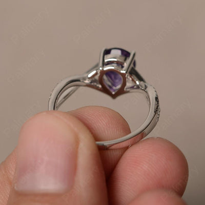 Twisted Band Pear Shaped Amethyst Rings - Palmary