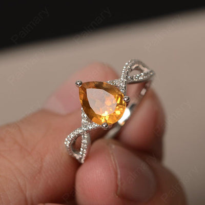 Twisted Band Pear Shaped Citrine Rings - Palmary