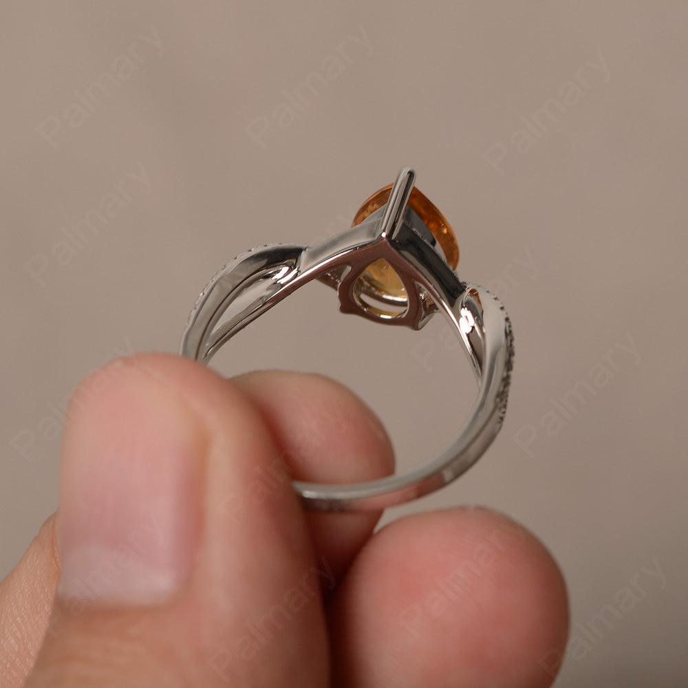 Twisted Band Pear Shaped Citrine Rings - Palmary