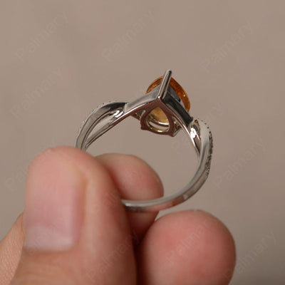 Twisted Band Pear Shaped Citrine Rings - Palmary
